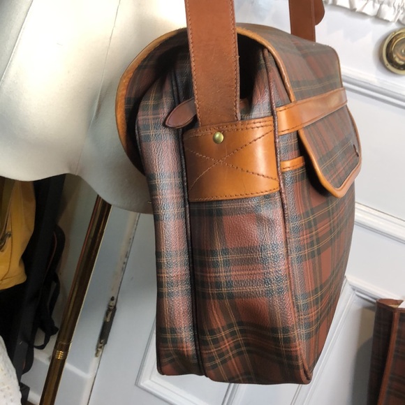 WRALPH LAUREN Tartan Plaid Laptop Briefcase Crossbody Messenger Bag RARE - Picture 5 of 17